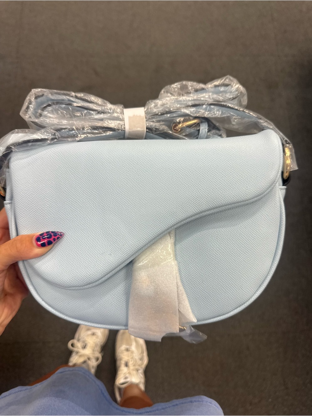 Light Blue Saddle Crossbody Bag - Women's Shoulder Bag